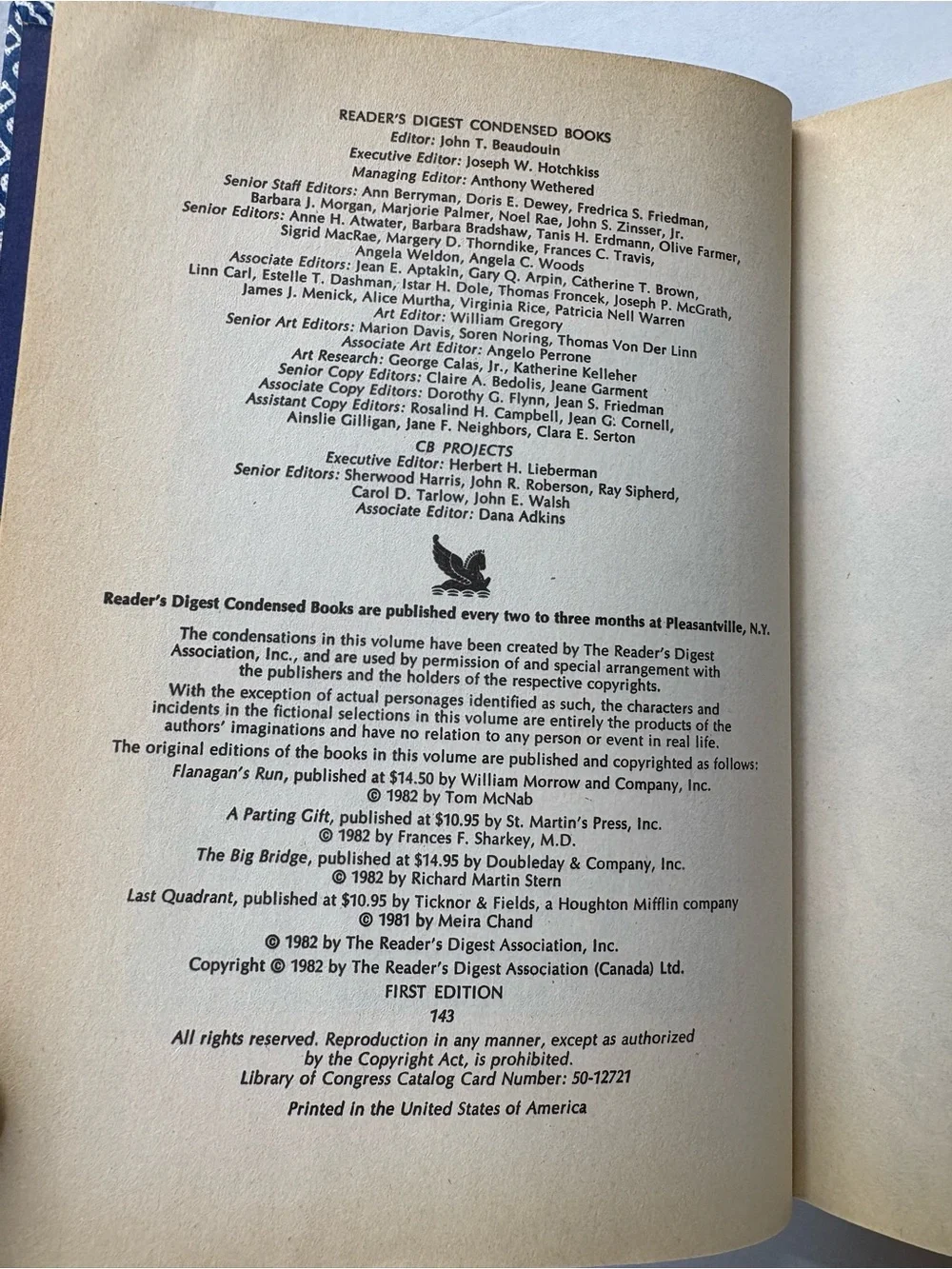 Readers Digest Condensed Books Vol 4 hardcover 1982 1st Edition
